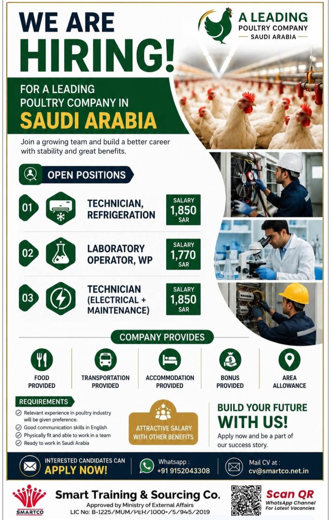 A LEADING POULTRY COMPANY IS HIRING FOR SAUDI ARABIA