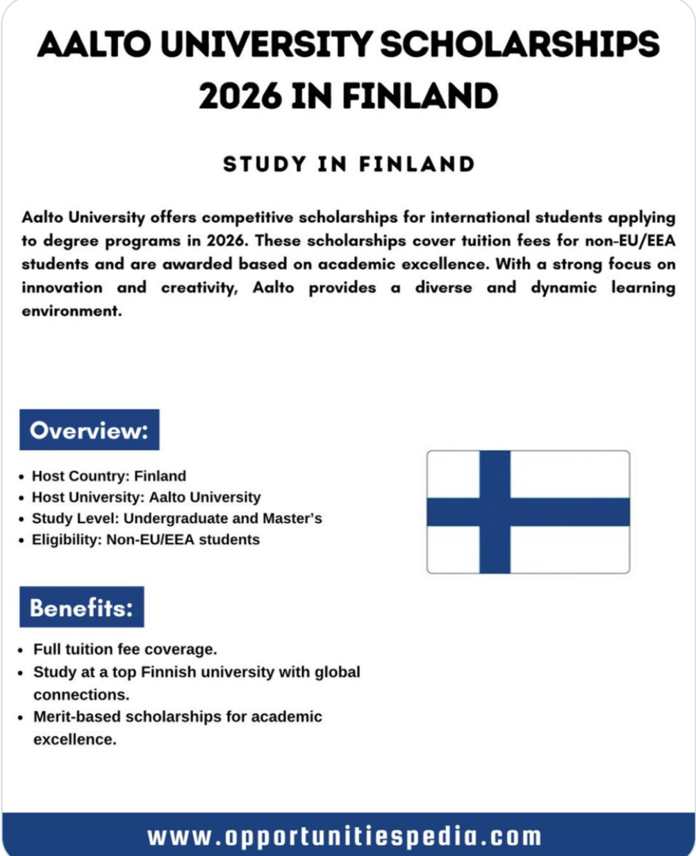 Aalto University Scholarships 2026 | Study in Finland