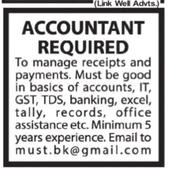 ACCOUNTANT REQUIRED