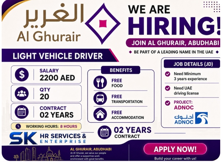 AL GHURAIR COMPANY IS HIRING FOR UAE