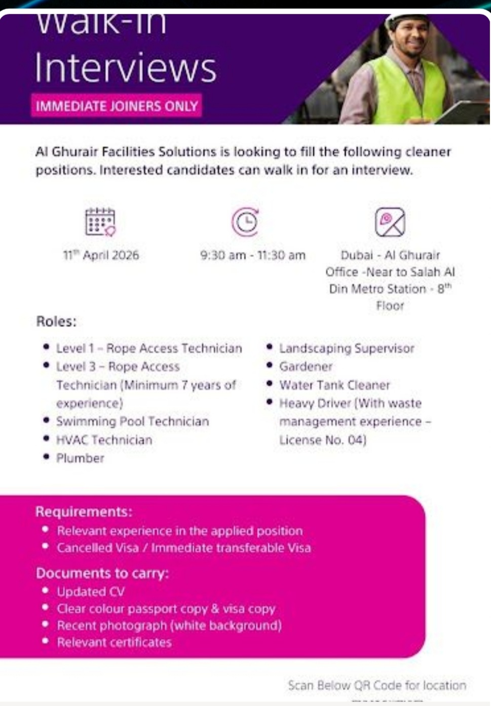 AL GHURAIR FACILITIES SOLUTIONS IIS RECRUTING AT DUBAI