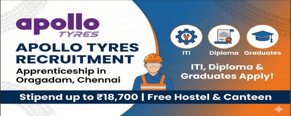 Apollo Tyres Ltd Requirement 2026 : Apprenticeship program in Chennai