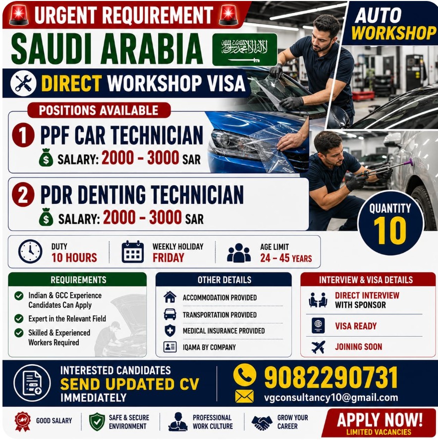 Auto Workshop Technicians - Saudi Arabia