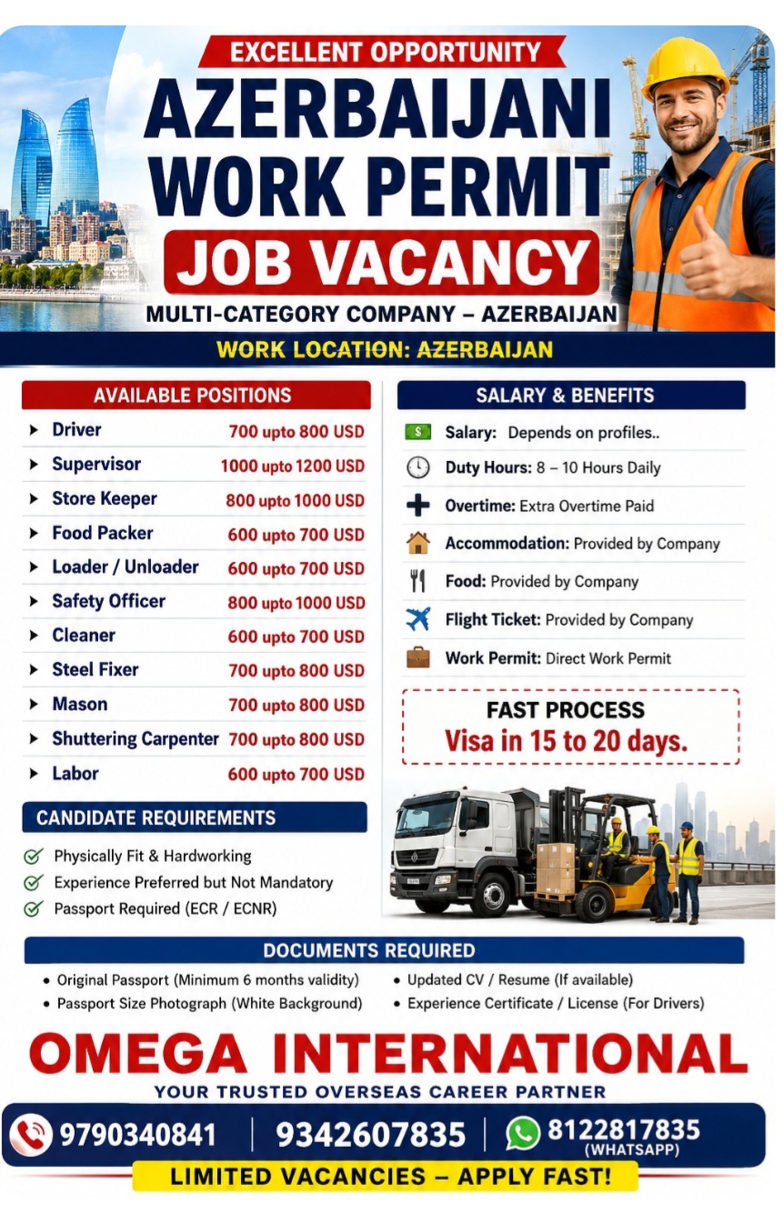 Azerbaijani Work Permit Job Vacancy