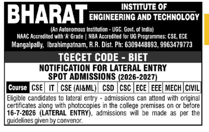 BHARAT INSTITUTE OF ENGINEERING AND TECHNOLOGY