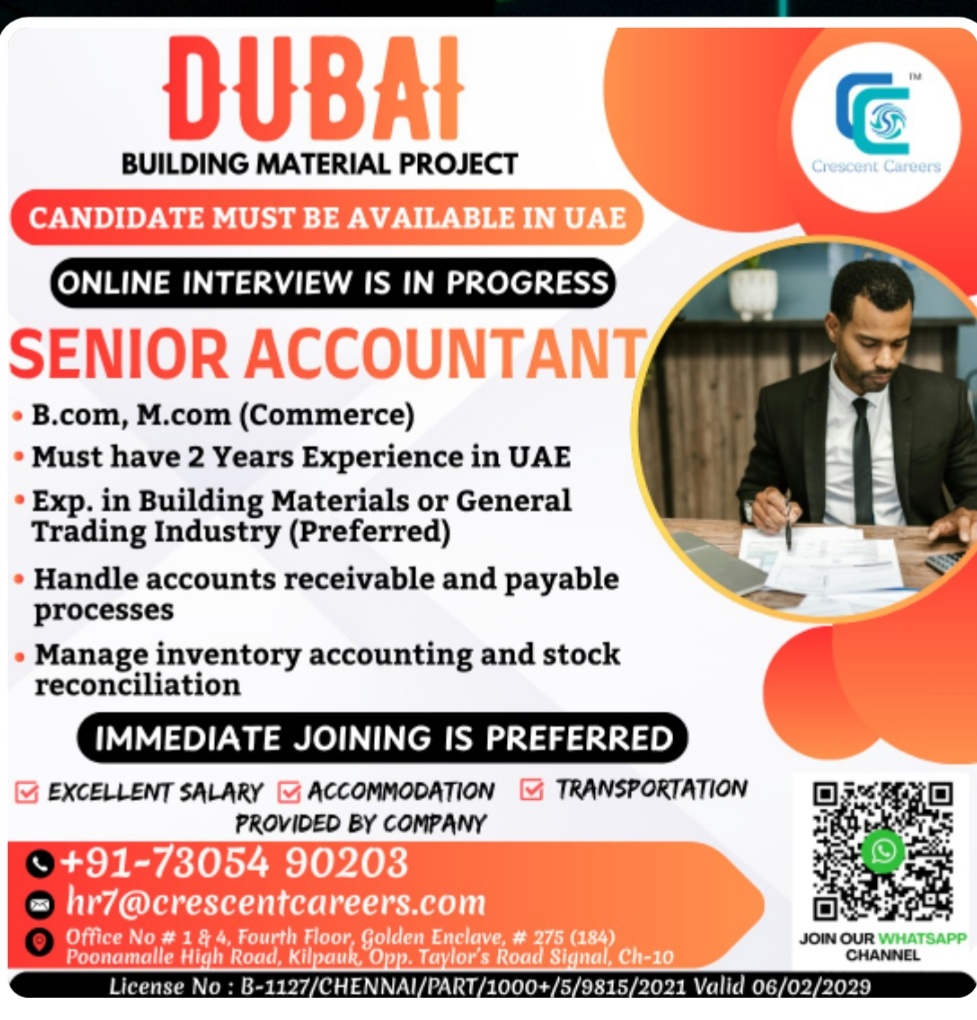 BUILDING MATERIAL PROJECT RECRUITMENT FOR DUBAI