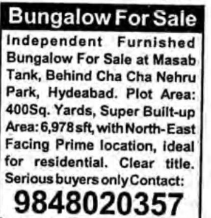 BUNGALOW FOR SALE