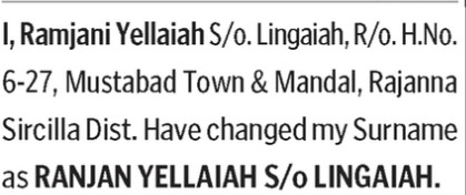 CHANGE OF NAME