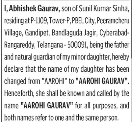 CHANGE OF NAME