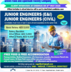 Client Interview at Chennai on 8th May, 2026 for Abu Dhabi –