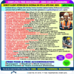 Client Interview at Chennai on 9th and 10th May, 2026 for Abu Dhabi –