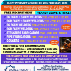 Client Interview at Kochi on 20th February, 2026 for Lamprell LLC, UAE