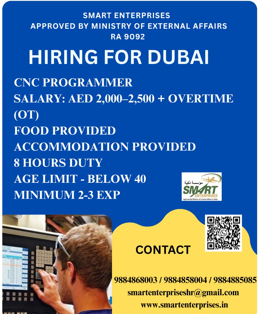 CNC PROGRAMMER HIRING FOR DUBAI