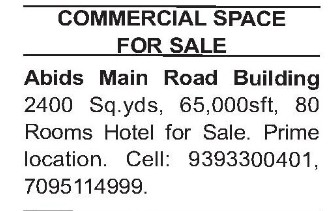 COMMERCIAL SPACE FOR SALE AT ABIDS