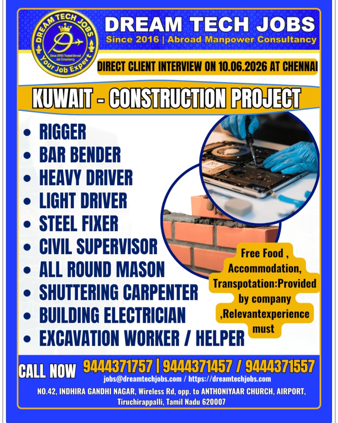 CONSTRUCTION PROJECT HIRING FOR KUWAIT