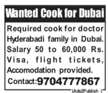 COOK FOR DUBAI