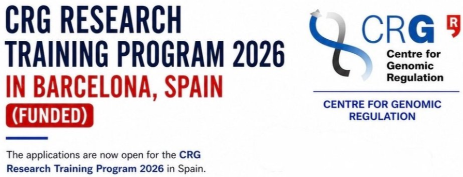 CRG Research Training Program 2026 in Barcelona | Funded