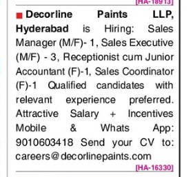 DECORLINE PAINTS LLP IS HIRING