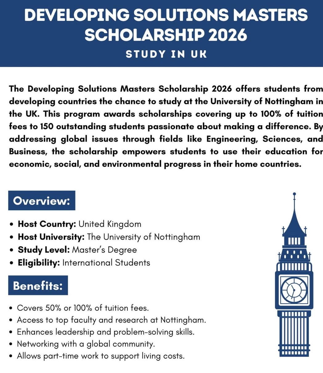 DEVELOPING SOLUTIONS MASTERS SCHOLARSHIP 2026
