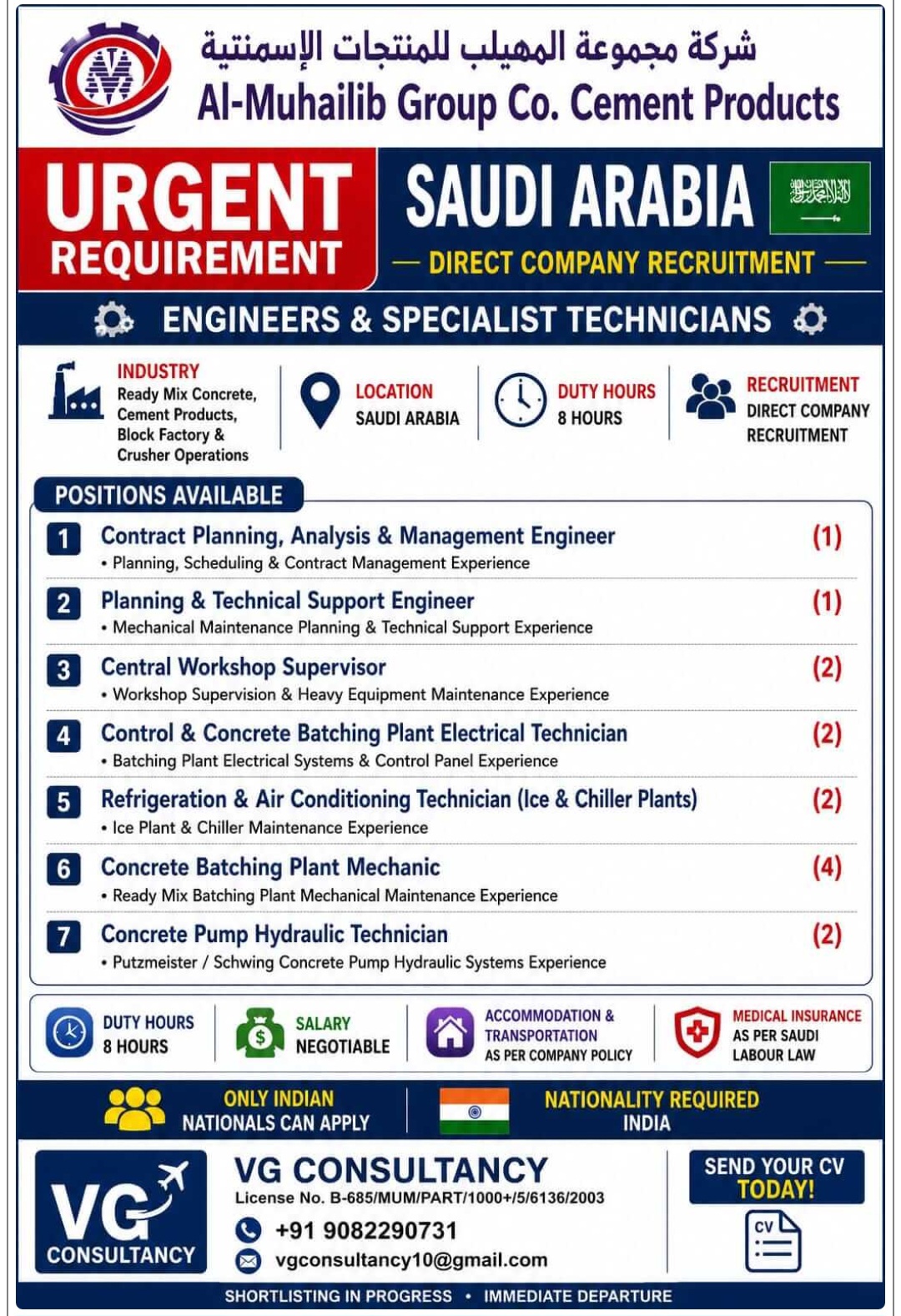DIRECT COMPANY RECRUITMENT FOR SAUDI ARABIA