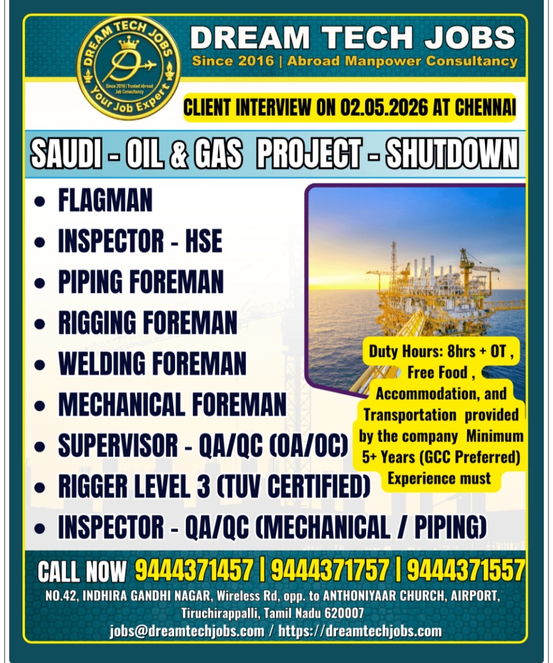 DREAM TECH JOBS IS HIRING FOR SHUT DOWN PROJECT