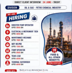 DUBAI OIL & GAS INDUSTRY JOBS | DIRECT CLIENT INTERVIEW IN TRICHY