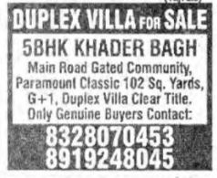 DUPLEX VILLA FOR SALE