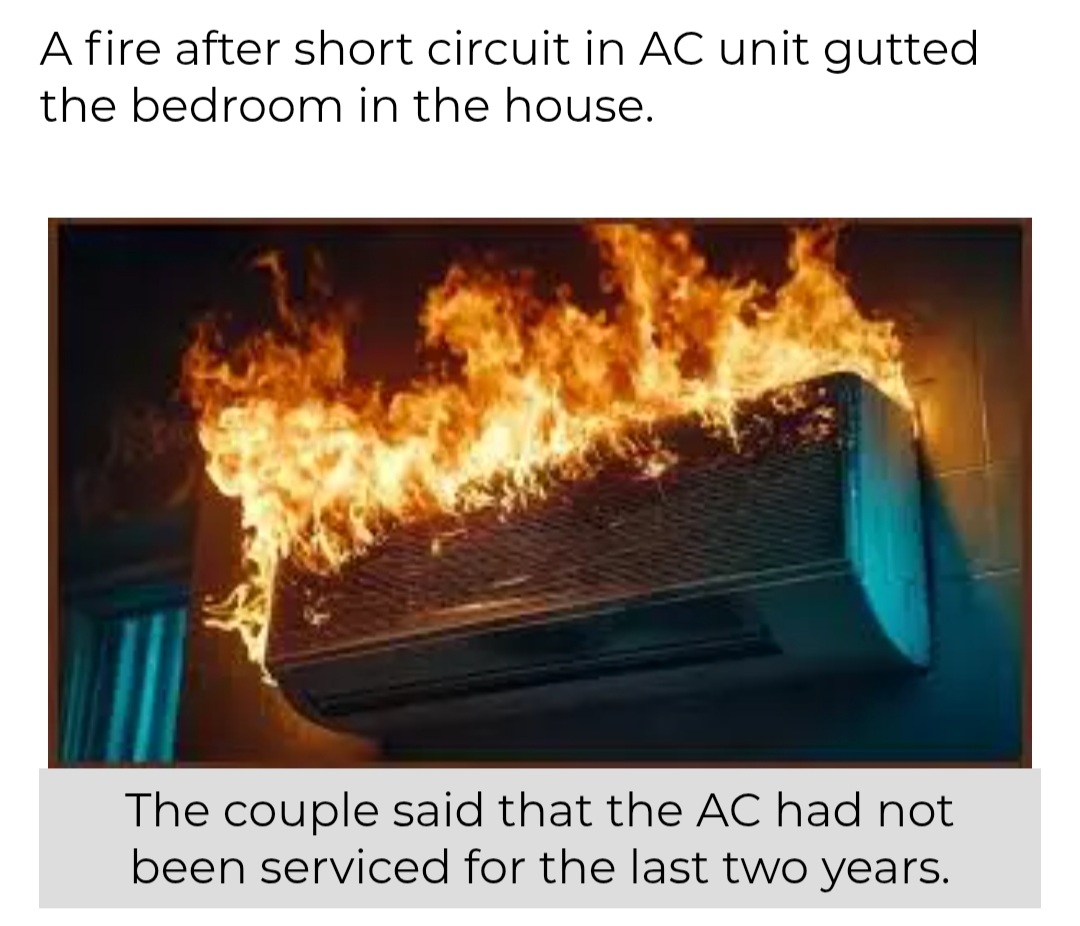 Elderly Couple Had Close Shave As AC Catches Fire st Night