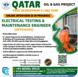 ELECTRICAL TESTING & MAINTENANCE ENGINEER – OFFSHORE