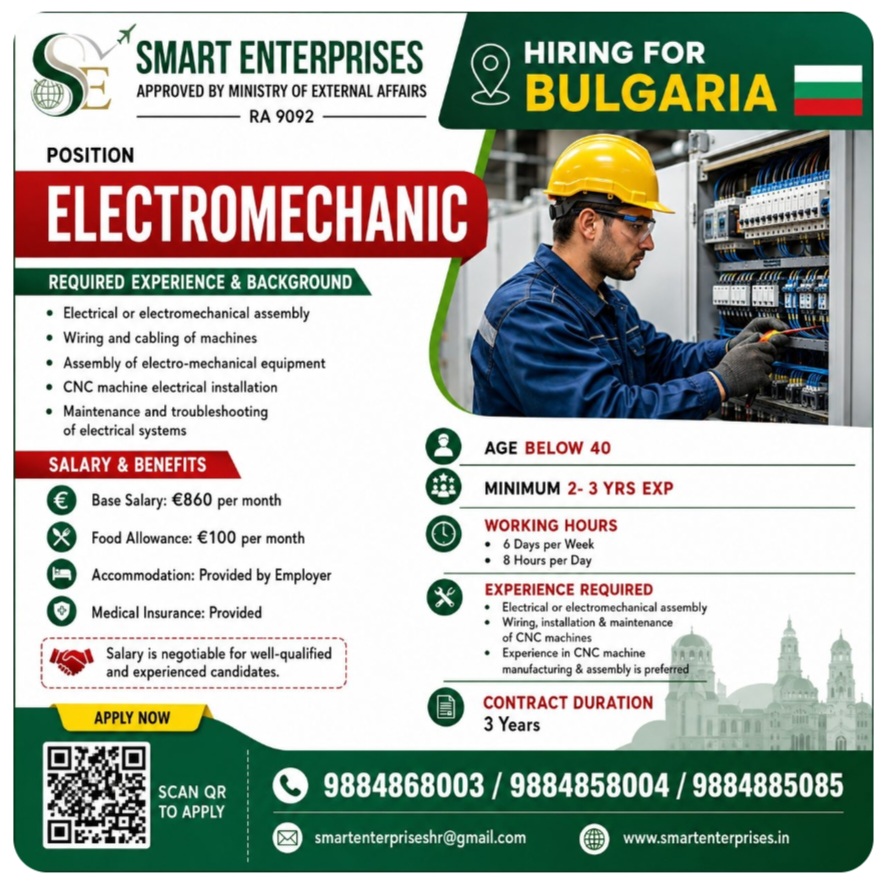 ELECTROMECHANIC REQUIREMENT AT BULGARIA