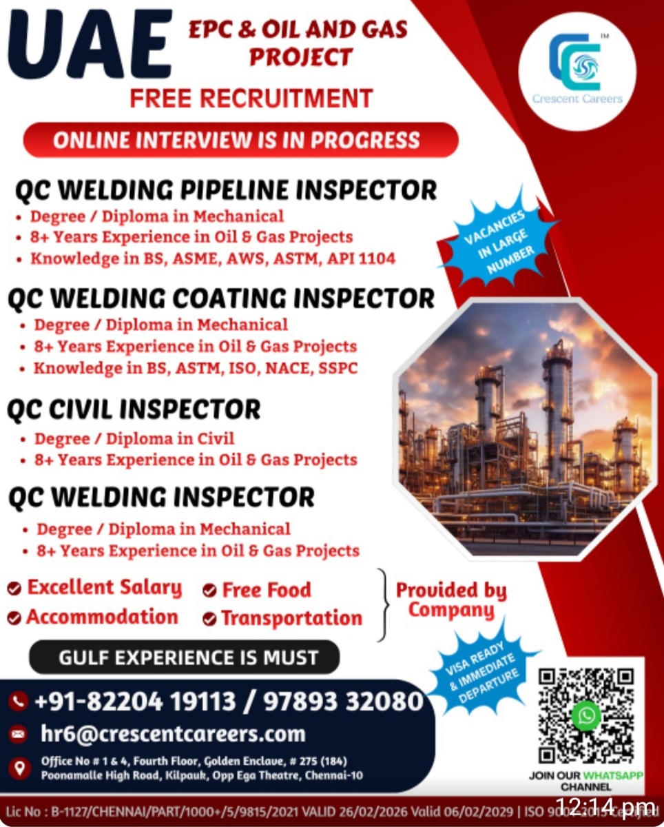 EPC OIL AND GAS PROJECT RECRUITMENT FOR UAE
