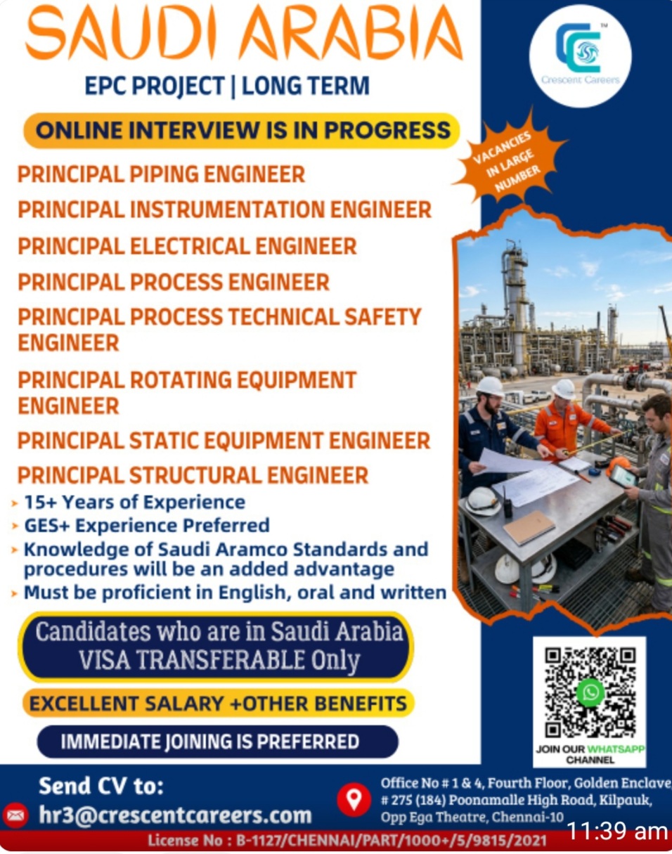 EPC PROJECT LONG TERM HIRING FOR SAUDI ARABIA