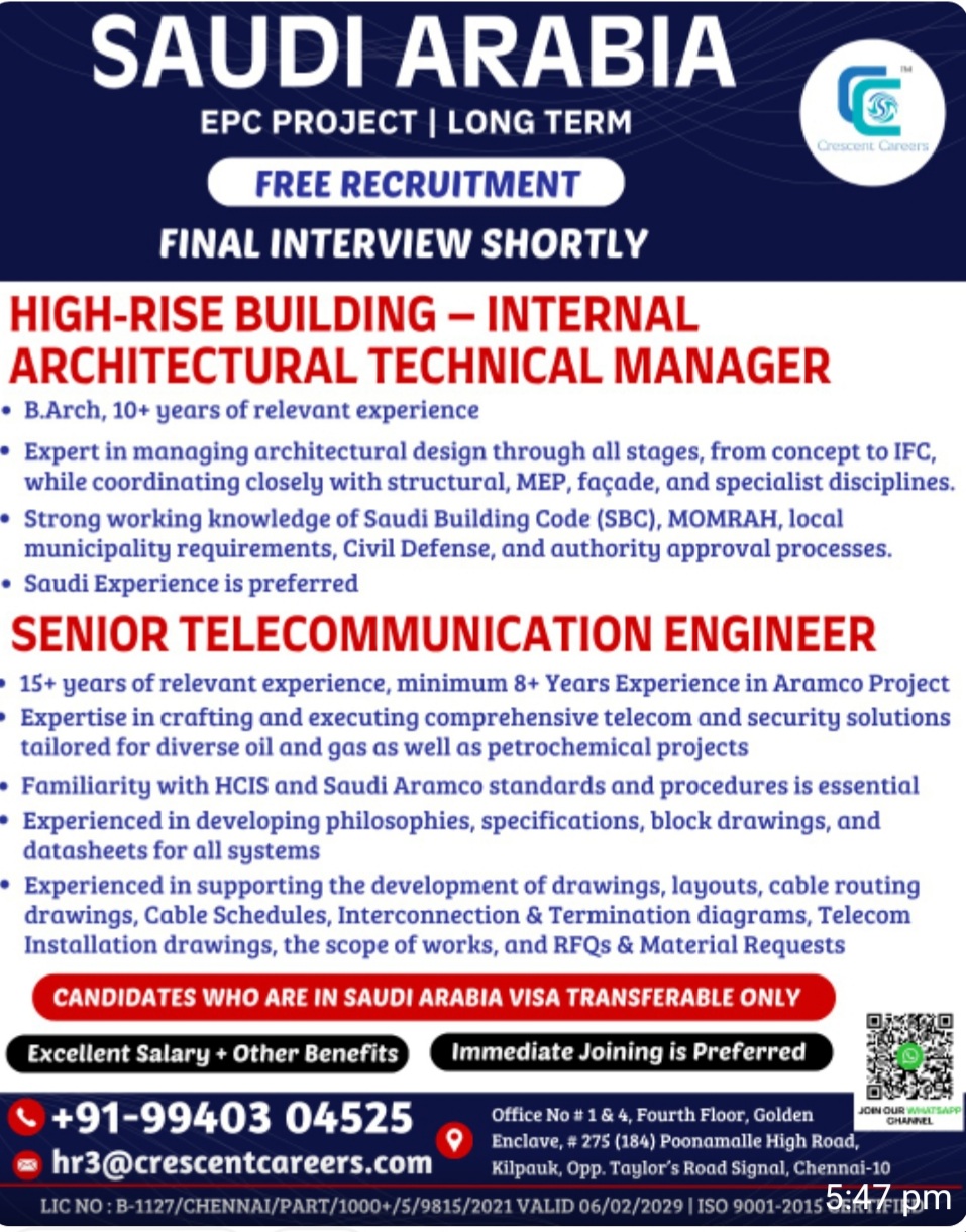 EPC PROJECT LONG TERM HIRING FOR SAUDI ARABIA