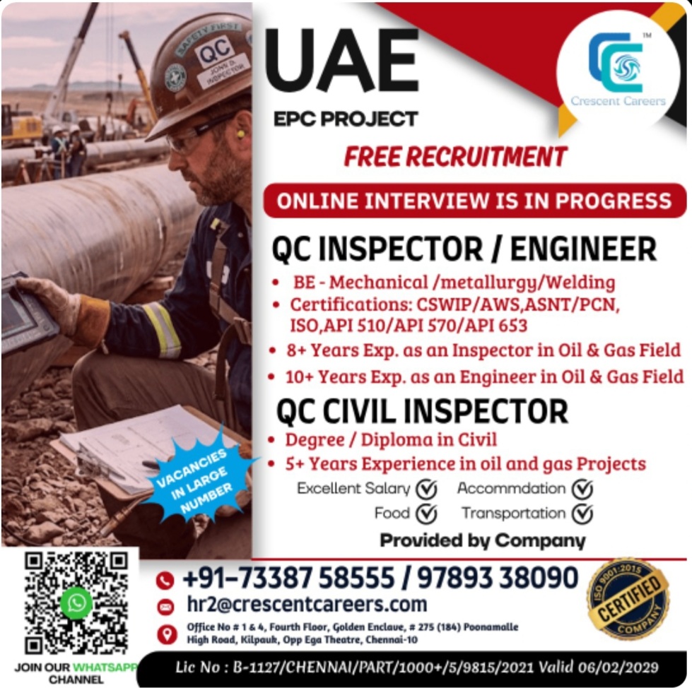 EPC PROJECT RECRUITMENT FOR UAE