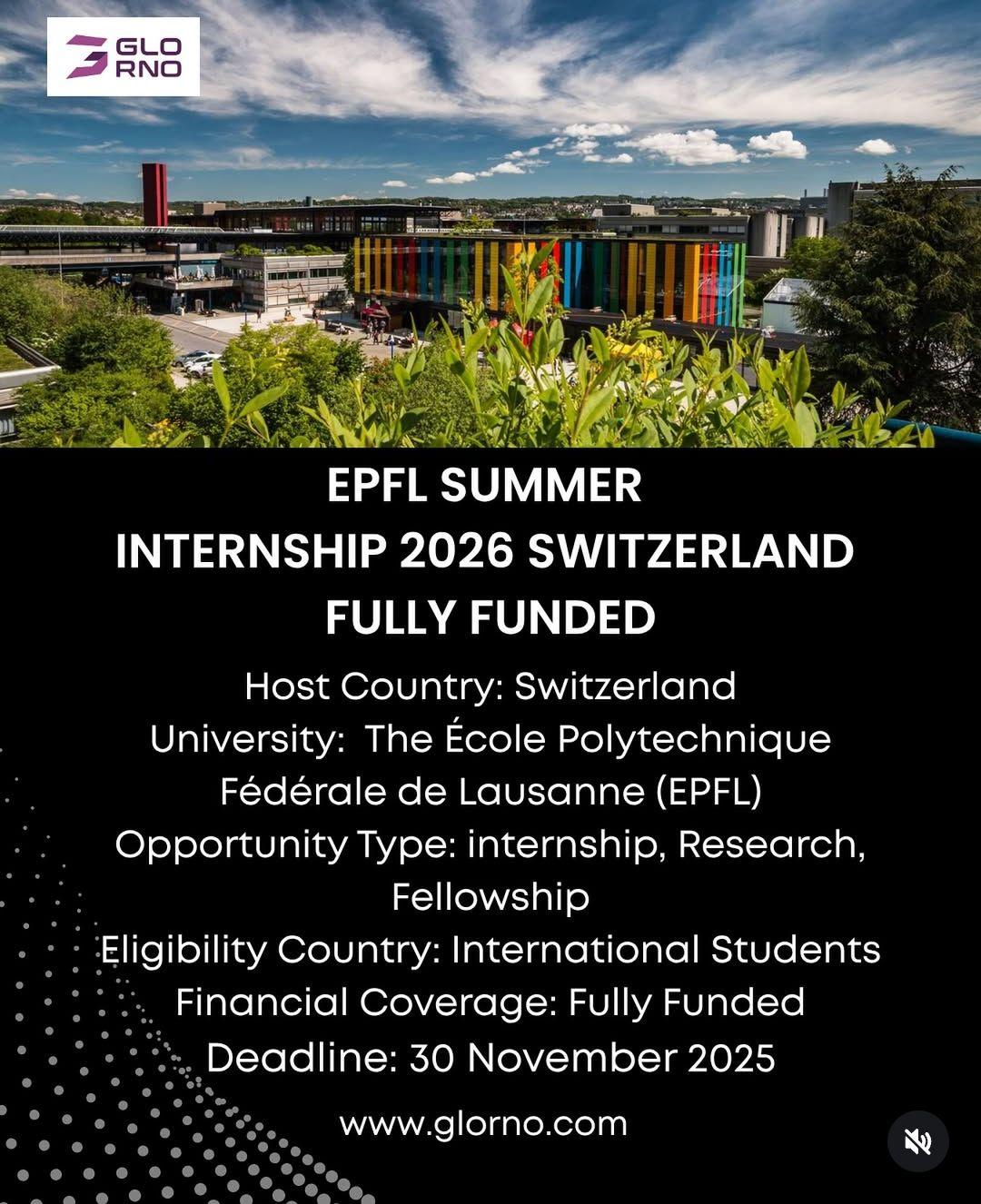 EPLF SUMMER INTERNSHIP 2026 SWITZERLAND