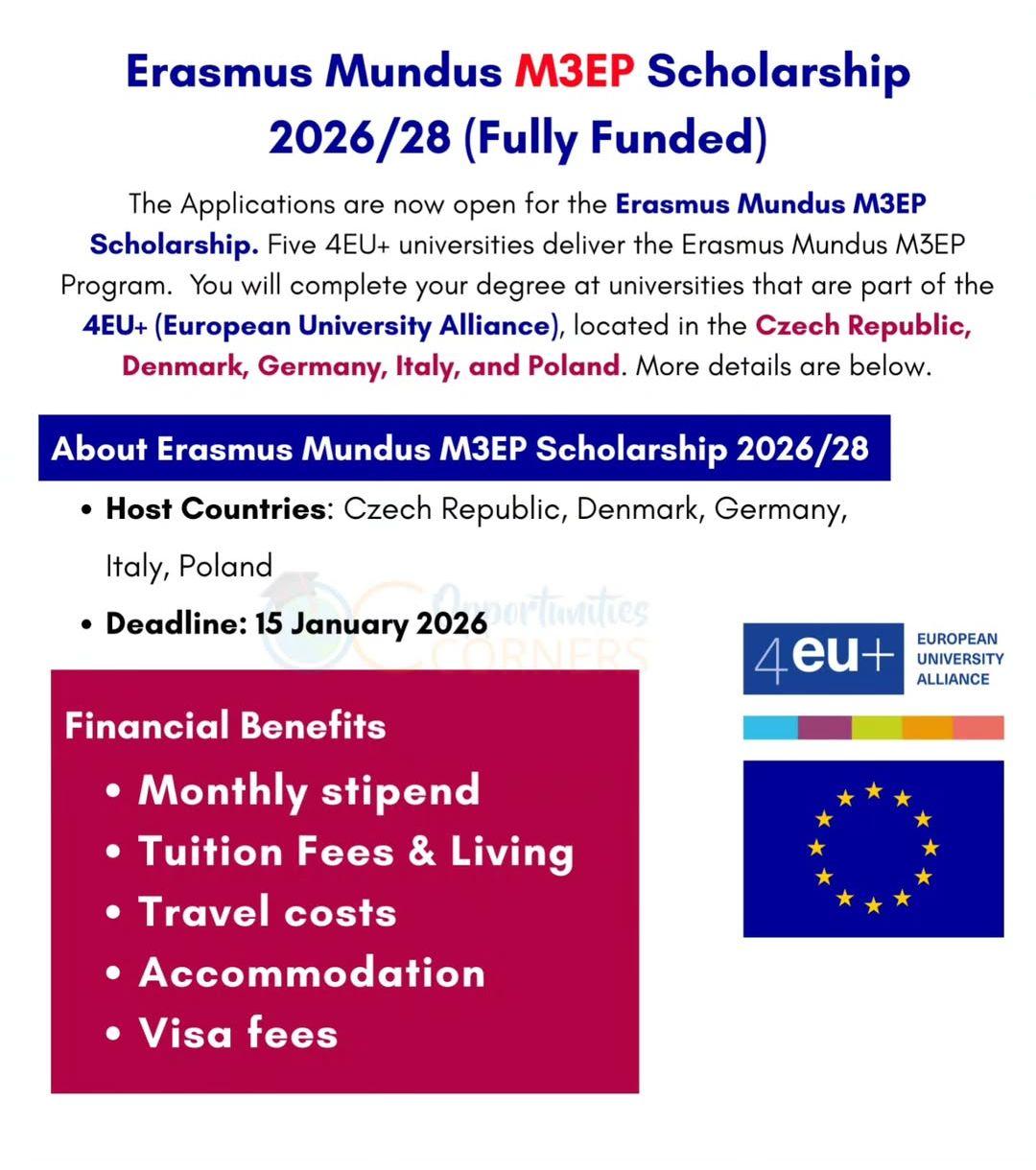 ERASMUS M3EP SCHOLORSHIP 2026 TO 28