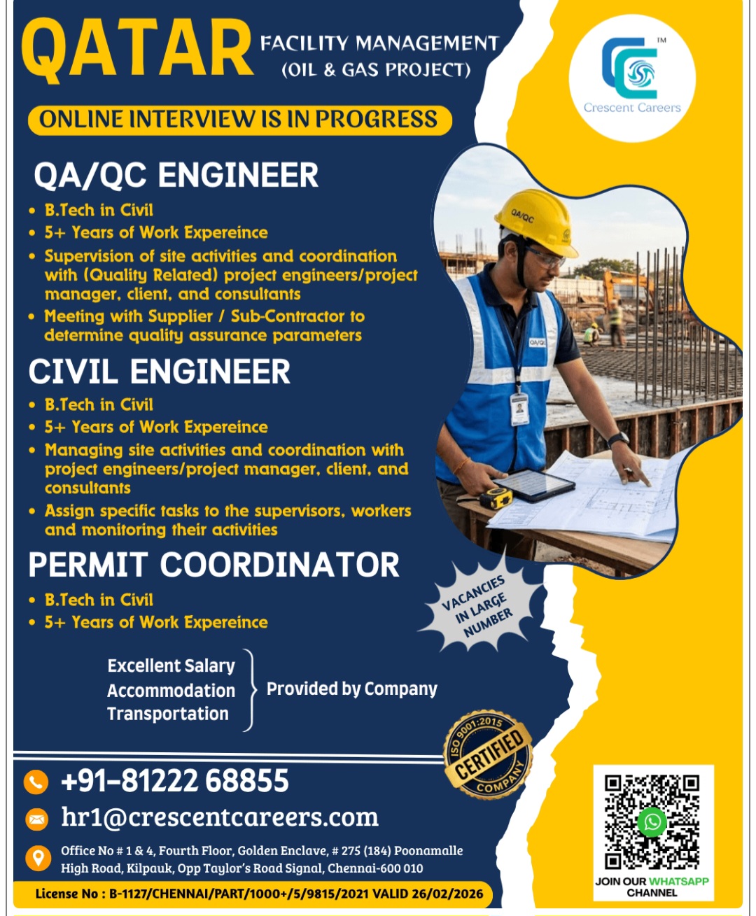 FACILITY MANAGEMENT OIL AND GAS PROJECT RECRUITMENT FOR QATAR