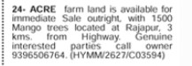 FARMLAND FOR IMMEDIATE SALE LOCATED AT RAJAPUR