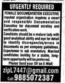 Female Documentation Executive