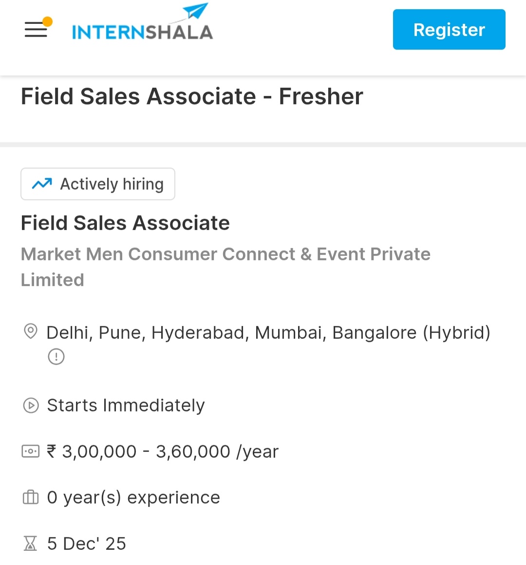 FIELD SALES ASSOCIATE