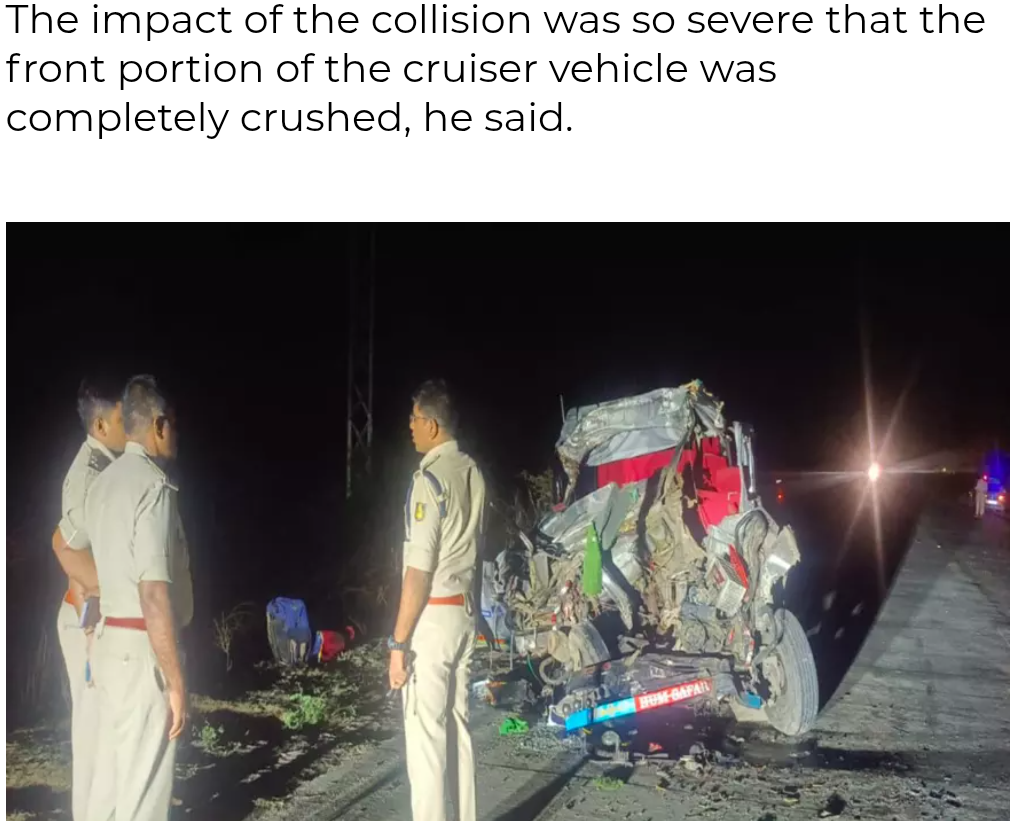Five People Killed as Cruiser Vehicle, Lorry Collide in Kalaburagi District