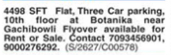 FLAT FOR SALE AT GACHIBOWLI