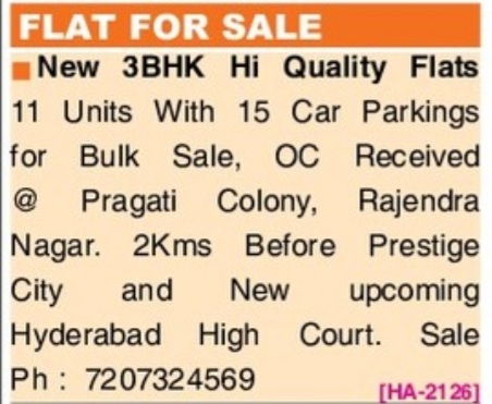 FLAT FOR SALE AT PRAGATI COLONY