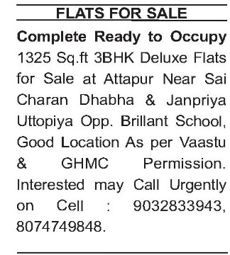 FLAT FOR SALE IN ATTAPUR