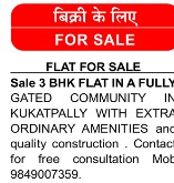FLAT FOR SALE IN KUKATPALLY