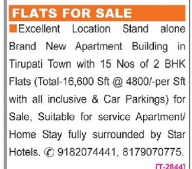 FLAT FOR SALE IN TIRUPATI