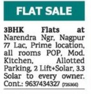 FLATS FOR SALE AT NARENDER NAGAR