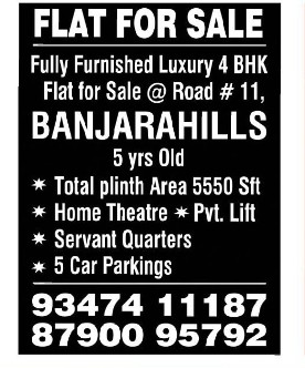 FLATS FOR SALE IN BANJARA HILLS