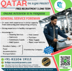 FREE RECRUITMENT FOR QATAR COUNTRY