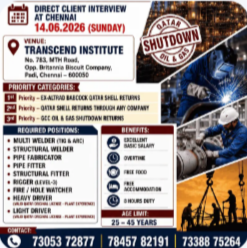 FREE RECRUITMENT – QATAR SHELL SHUTDOWN